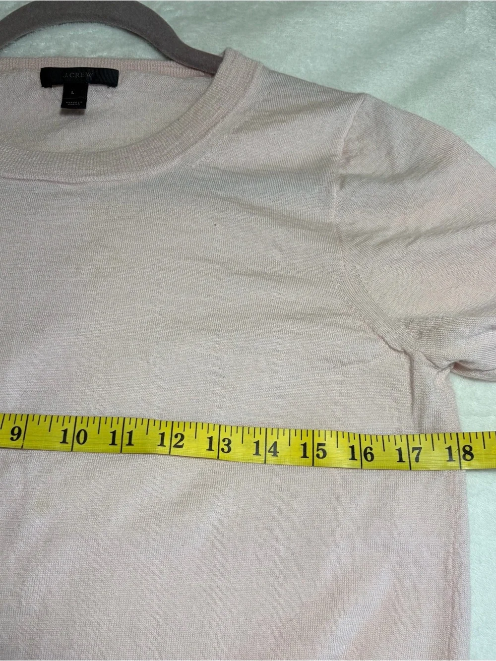 J. Crew 100% Merino Wool Pale Pink Crewneck Sweater Sz L
